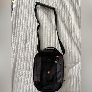 SwissGear Compact Messenger Bag - Black with Red Accents